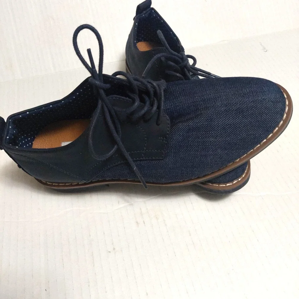 Steve Madden Mens Kids Size 4 Fabric Lace Up Shoes Textile Upper Navy NEW NO BOX